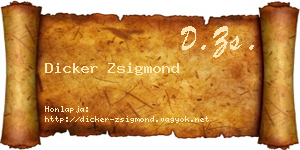 Dicker Zsigmond névjegykártya